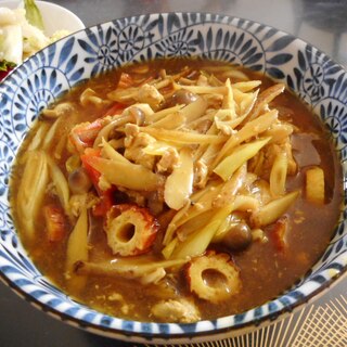 ゴボウとチクワの具沢山カレーうどん